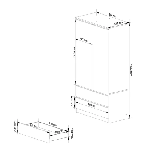 Spinta S 90 cm su ABS apvadu ir GTV kreiptuvais