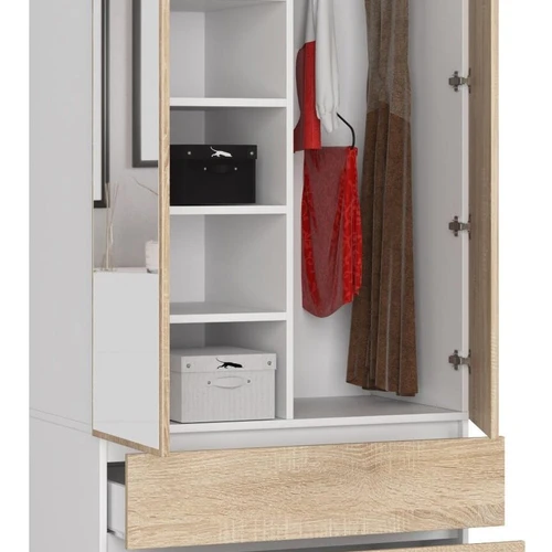 Šiuolaikinė spinta Sonoma ąžuolo ir baltos spalvos derinys