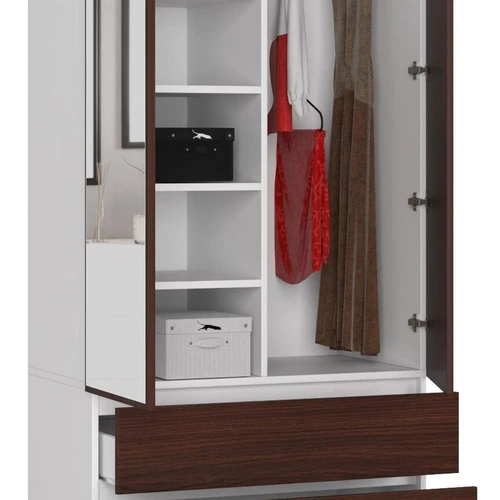 Moderni spinta S 80 cm su lentynomis ir drabužių kabykla