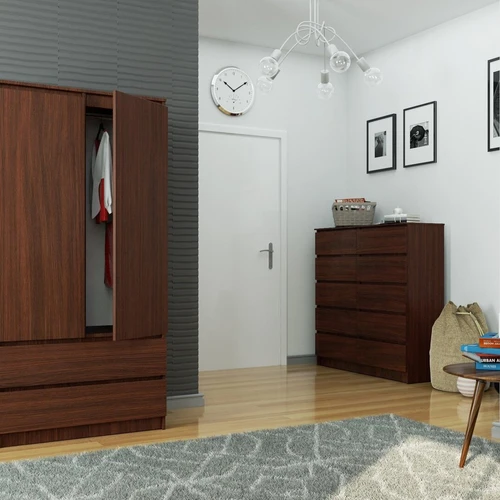 Stilinga spinta su erdviais stalčiais ir lentynomis