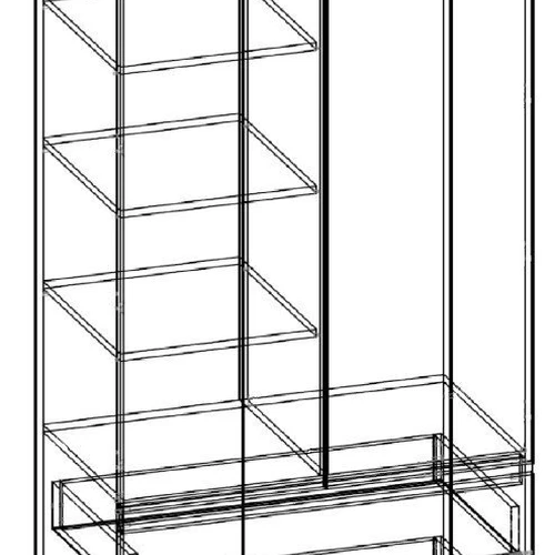 Spinta su vidine lentyna ir drabužių bėgiu