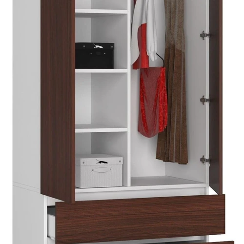 Didelės talpos spinta su 4 lentynomis ir drabužių pakabikliu