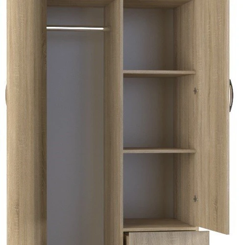 Moderni ąžuolo spinta su 5 lentynomis ir 2 stalčiais