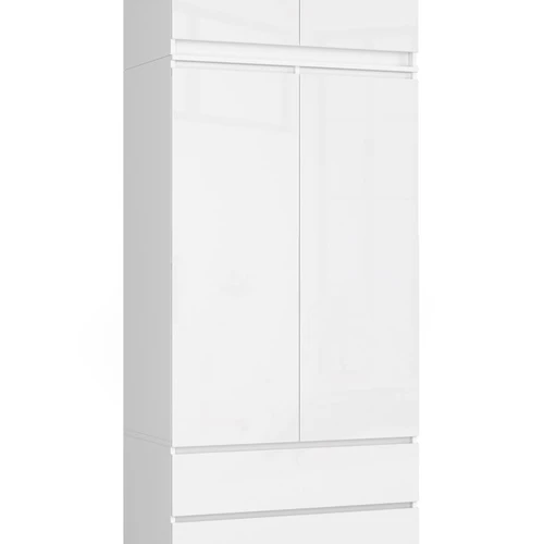 Spinta S90, 2 durys, 2 stalčiai, baltos spalvos, 90 × 234 × 51 cm