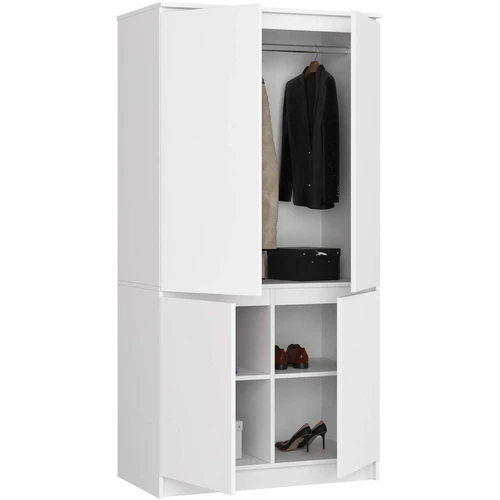 Spinta S90 4D CLP, 4 durų, baltos spalvos, 90 × 180 × 51 cm - Spintos, spintelės