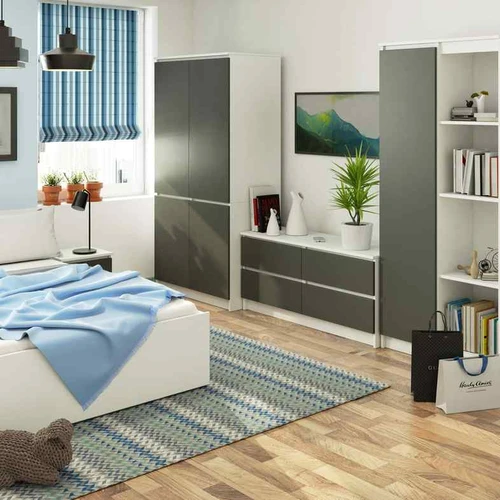 Spinta S90 4D CLP, 4 durų, baltos/pilkos spalvos, 90 × 180 × 51 cm - Spintos, spintelės