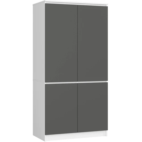 Spinta S90 4D CLP, 4 durų, baltos/pilkos spalvos, 90 × 180 × 51 cm