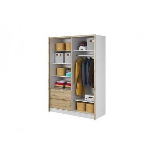 Balta/ąžuolo sonoma spinta su aliuminio detalėmis