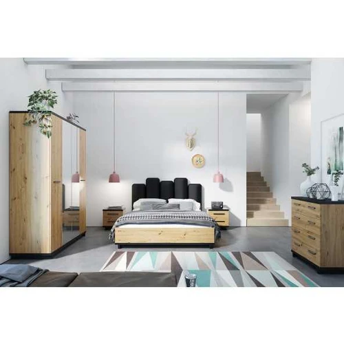 Plati 180 cm spinta su stilinga juoda/ąžuolo apdaila