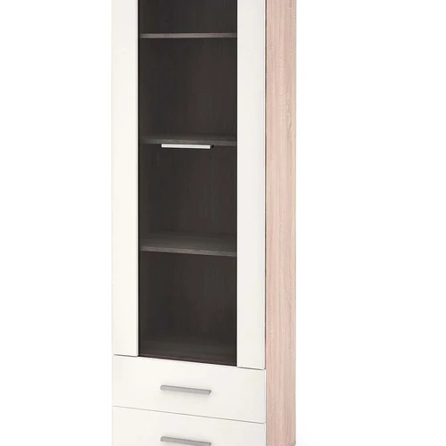 Moderni stiklo ir medžio drožlių plokštės spinta su blizgiais kraštais