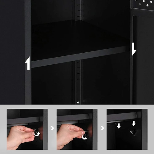 Vintažinė ruda-juoda metalinė spintelė su medžio drožlių plokštėmis