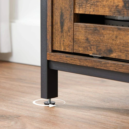 Vintažinė ruda-juoda indauja su plieno ir medžio drožlių plokštėmis