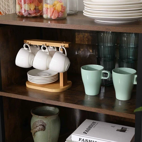 Vintažinė ruda-juoda medžio drožlių spintelė su plienu