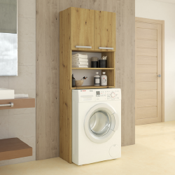 Pilkų rankenų spintelė iš MDP plokštės, rudos spalvos