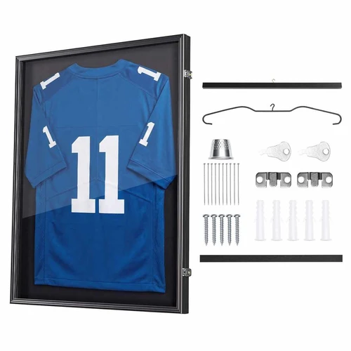 Sportinių marškinėlių vitrina VEVOR ZSK-354-Y, vertikali, užrakinama, 90 × 70 × 4 cm