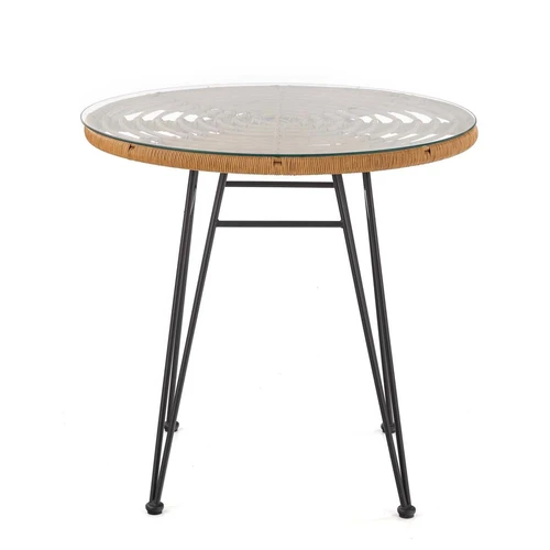 Modernios sukamasis kėdės su sintetiniu rotangu ir juodu plienu