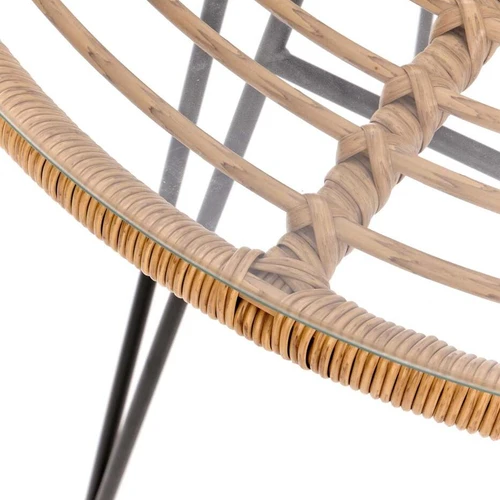 Stiklo ir sintetinio rotango stalo natūralių ir juodų atspalvių