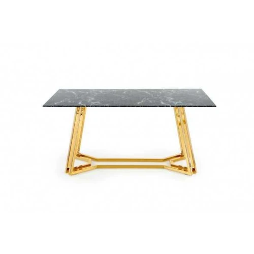 Modernus stalas 160x90x75 cm juodo marmuro ir aukso derinys