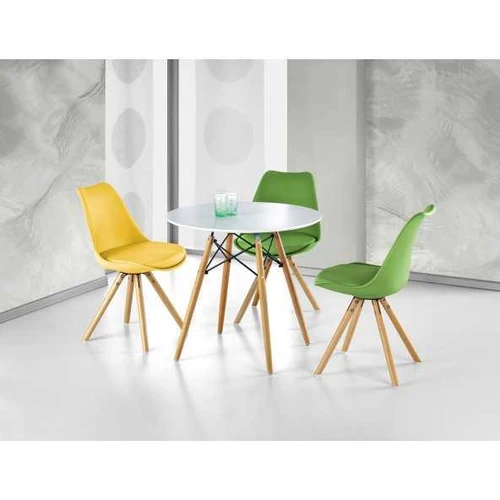 Apvalus valgomasis stalas su balta lakuota MDF plokšte