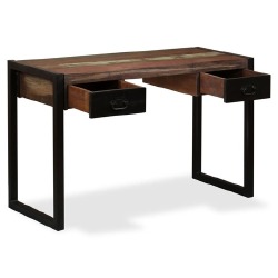 Stalas su 2 stalčiais, perdirbtos medienos masyvas, 120x50x76cm - Darbo stalai