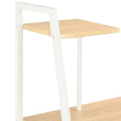 Stalas su lentyna, baltos ir ąžuolo spalvos, 102x50x117cm - Darbo stalai