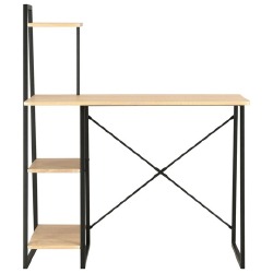 Stalas su lentyna, juodos ir ąžuolo spalvos, 102x50x117cm - Darbo stalai