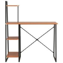 Stalas su lentyna, juodos ir rudos spalvos, 102x50x117cm - Darbo stalai