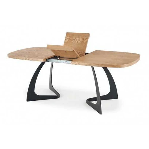 Įspūdingas ovalus stalas natūralaus ąžuolo ir juodos spalvos