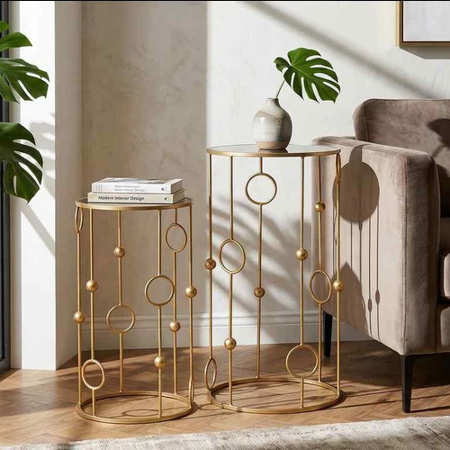 Staliukai CAGE, 2 vnt, Ø 50 × 100 cm ir Ø 40 × 80 cm - Konsolės