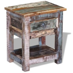 Staliukas su 1 stalčiumi, perdirbta mediena, 43x33x51 cm - Žurnaliniai (kavos) staliukai