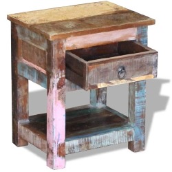 Staliukas su 1 stalčiumi, perdirbta mediena, 43x33x51 cm - Žurnaliniai (kavos) staliukai