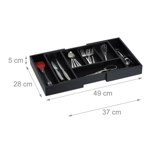 Stalo įrankių padėklas 5x37x28cm., juodos spalvos - Vežimėliai, lentynos, priedai