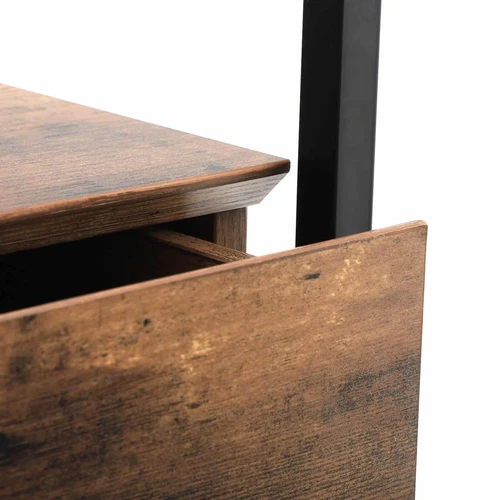 Vintažinio stiliaus šoninis staliukas su ruda-juoda spalva ir elegantišku dizainu