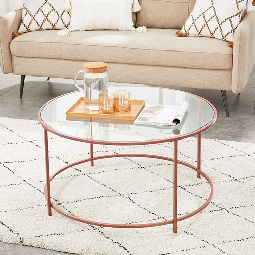 Modernus rožinio aukso staliukas su priedais