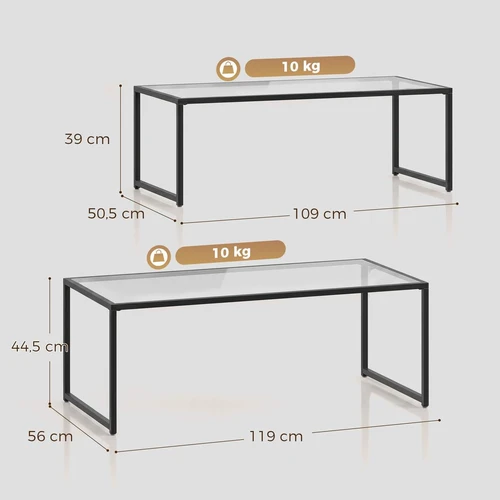 Stiklinių kavos staliukų komplektas, 2 vnt, 119 × 56 × 44,5 cm - Žurnaliniai (kavos) staliukai