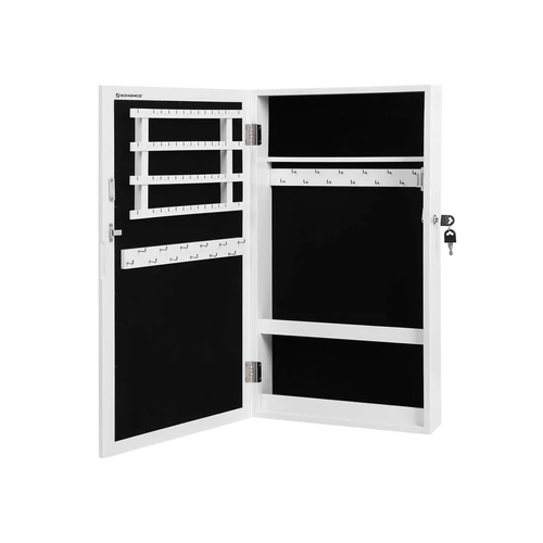 Stilinga pakabinama papuošalų spintelė - veidrodis JBC51W 67x37x10,5 cm., baltos spalvos