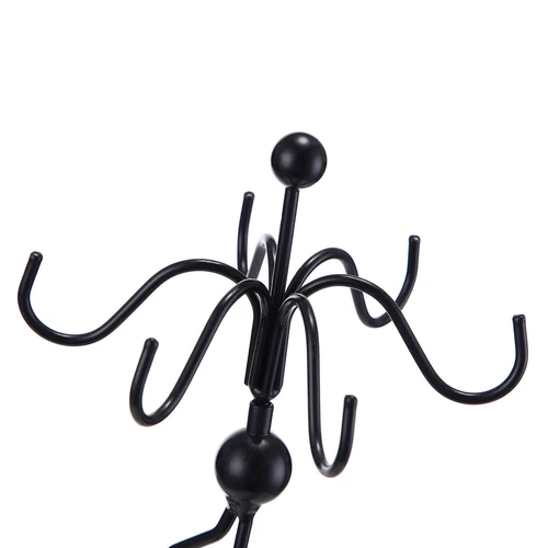 Elegantiškas juodas papuošalų stovas su milteliniu paviršiumi