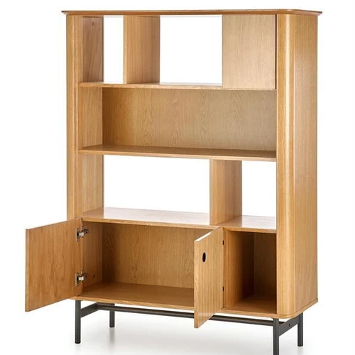 Natūralaus ąžuolo ir juodos spalvos stalas su plieno elementais