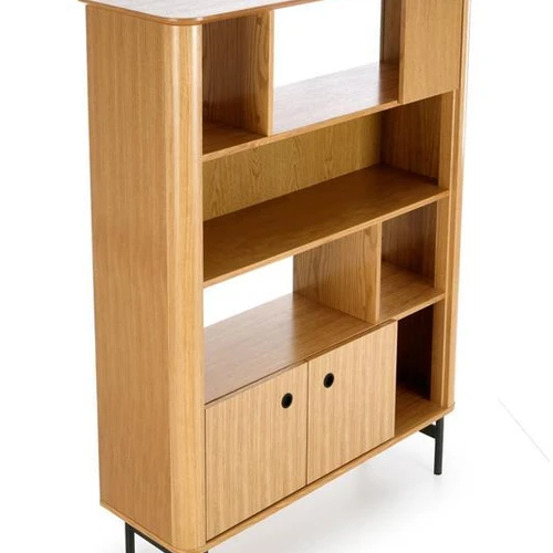 Stilingas ąžuolo ir juodos spalvos stalas su MDF pagrindu