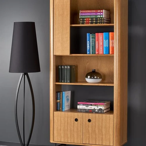 Stilinga MDF ir ąžuolo faneros spinta juoda spalva