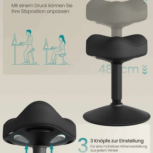 Stovima taburetė SONGMICS, 36 × 36,5 × 48–65,5 cm - Darbo kėdės