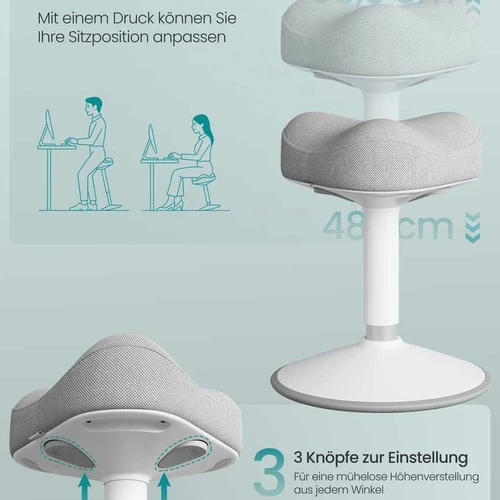 Stovima taburetė SONGMICS, 360° pasukama sėdynė, 36 × 36,5 × 48–65,5 cm - Darbo kėdės