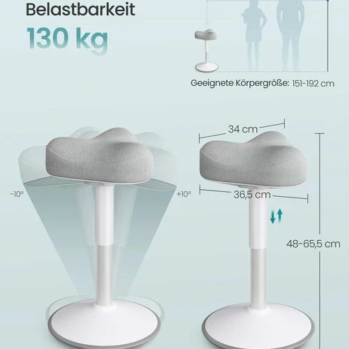 Stovima taburetė SONGMICS, 360° pasukama sėdynė, 36 × 36,5 × 48–65,5 cm - Darbo kėdės
