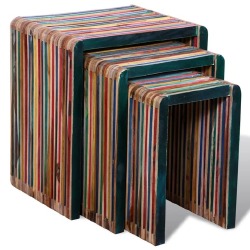 Sudedami staliukai, spalvinga perdirbta mediena - Žurnaliniai (kavos) staliukai
