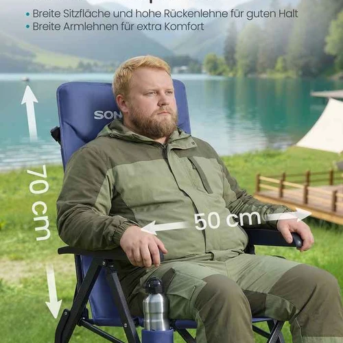 Sulankstoma kempingo kėdė su reguliuojamu atlošu, juoda - Kėdės