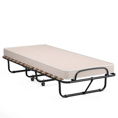 Sulankstoma lova 190x80x33cm., smėlio/juodos spalvos