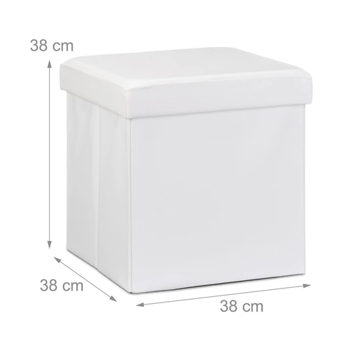 Sulankstoma sėdimoji vieta su atlenkiamu dangčiu 38x38x38cm., baltos spalvos - Pufai