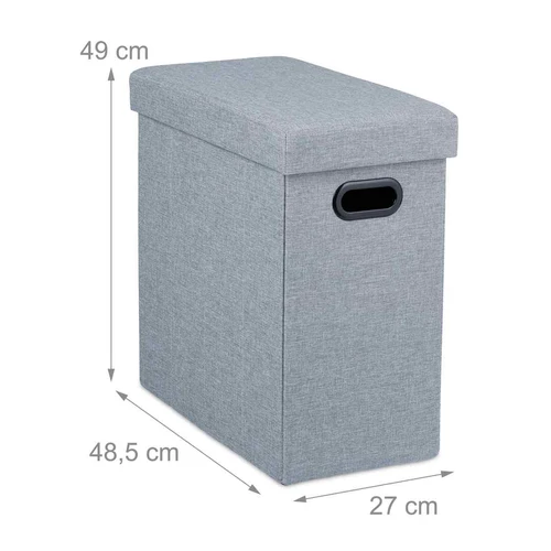 Sulankstoma sėdimoji vieta su atlenkiamu dangčiu 49x48,5x27cm., pilkos spalvos - Pufai