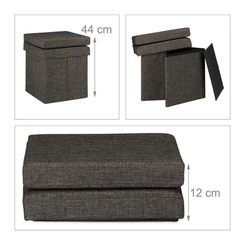 Sulankstoma sėdimoji vieta su atlenkiamu dangčiu ir atlošu 73x38x38cm., rudos spalvos - Pufai