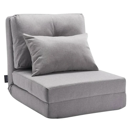 Sulankstoma sofa-lova su reguliuojamu atlošu, pilka, metalinis rėmas